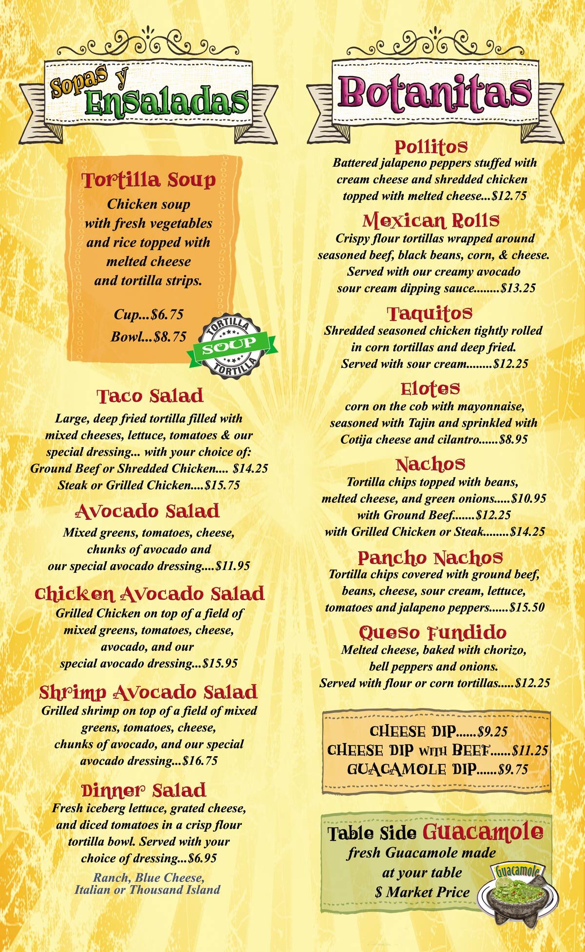 Mi Pueblo Single Items Menu