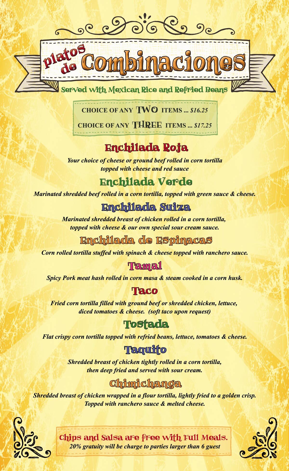 Mi Pueblo Combination Menu